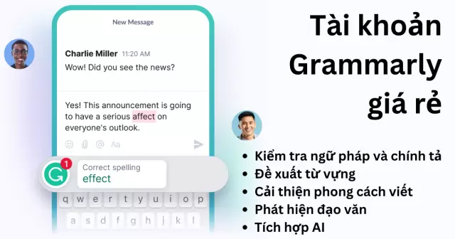 Grammaly cấp sẵn tài khoản có AI